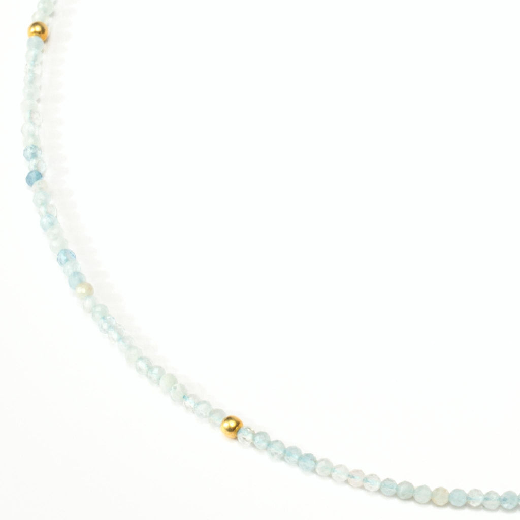 a photo of a Natural Aquamarine Gemstones Beaded Necklace from Beyond Bling Jewellery website