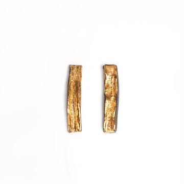Black matte twigs golden bar stud earrings 1