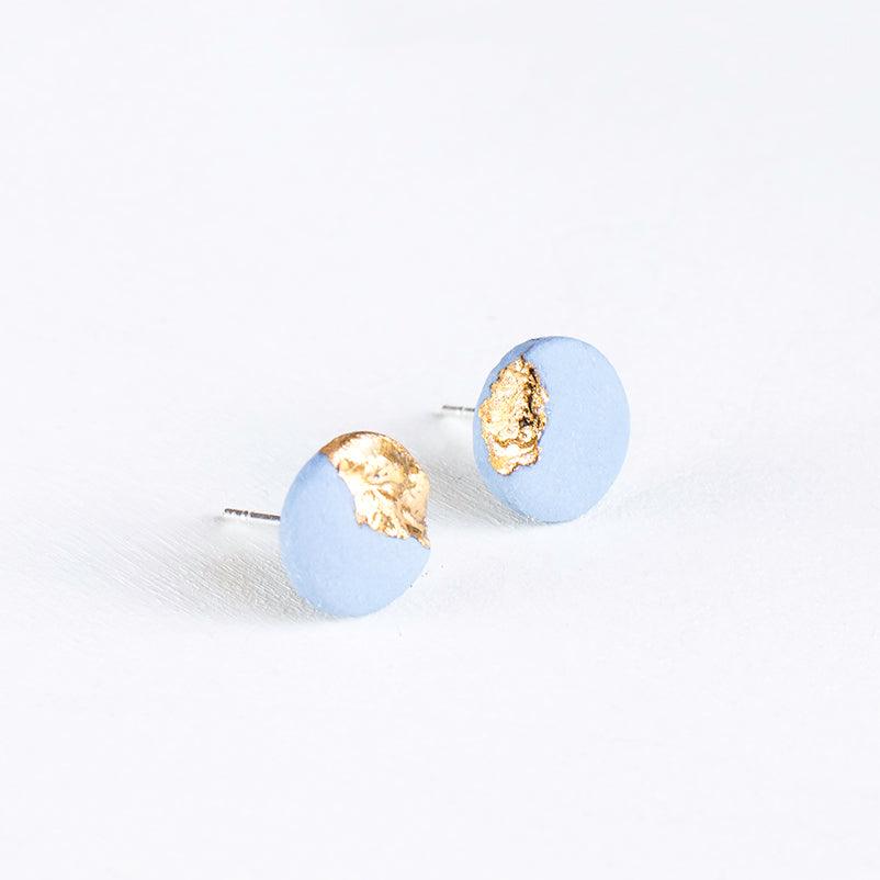 Blue Sky and Golden Sand Porcelain Stud Earrings 3