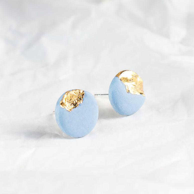 Blue Sky and Golden Sand Porcelain Stud Earrings 2