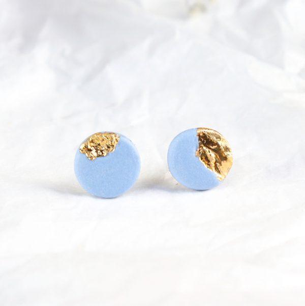 Blue Sky and Golden Sand Porcelain Stud Earrings
