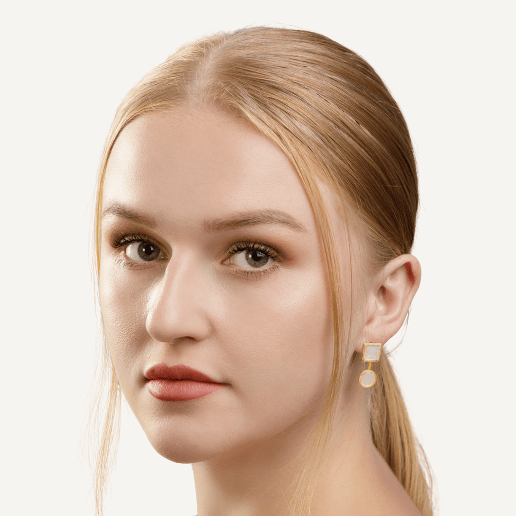 Golden Asymmetry Vintage Shell Earrings - Beyond Bling Jewellery