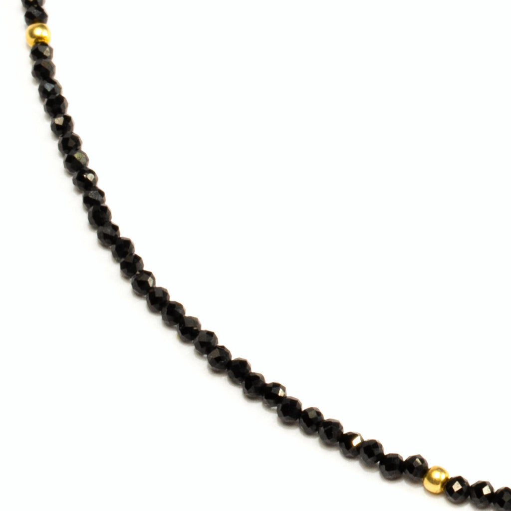 a photo of a Black Spinel Gemstone Beaded Necklace from beyond bling jewellery website