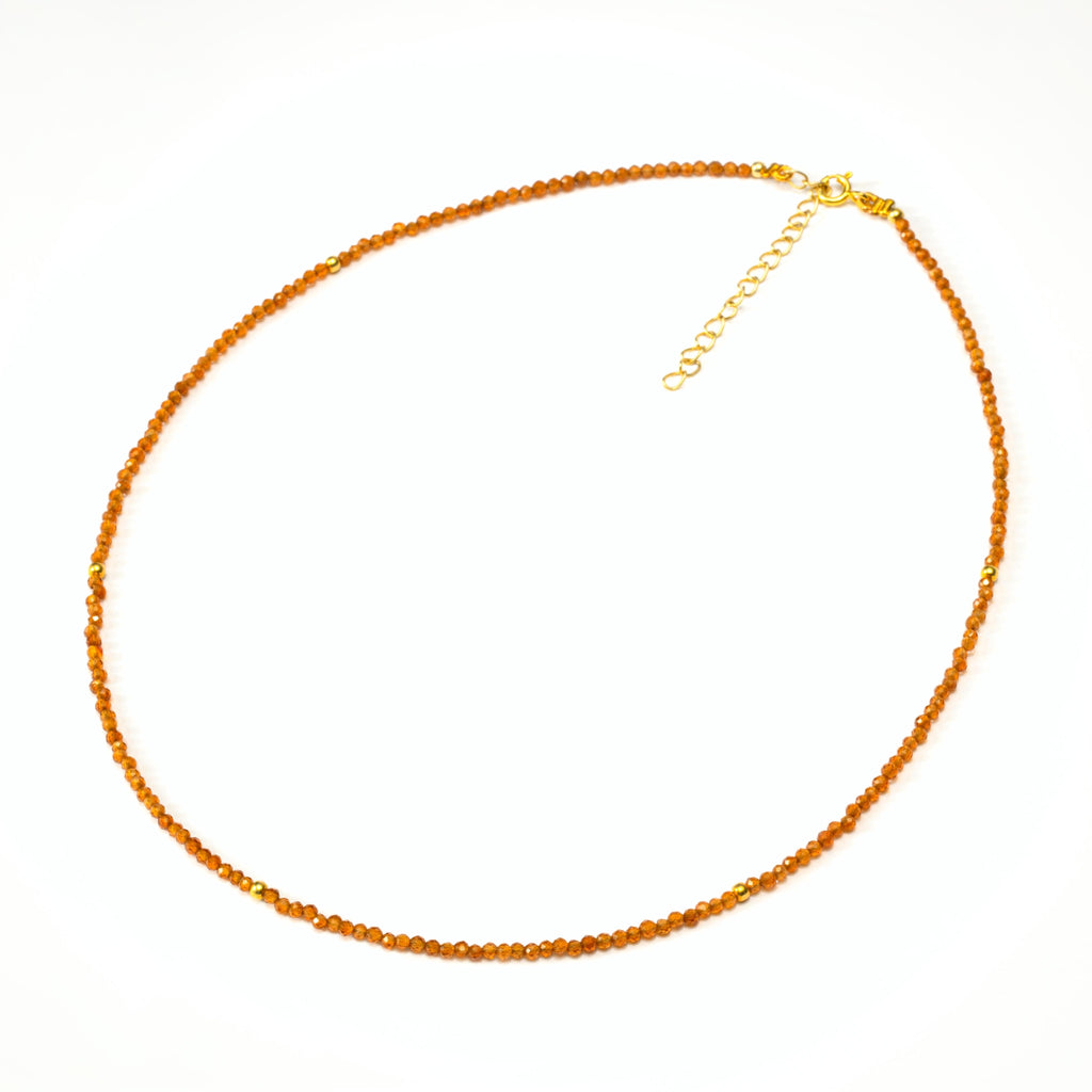 a photo of a Hessonite Garnet Gemstone Beaded Necklace on Beyond Bling Jewellery website
