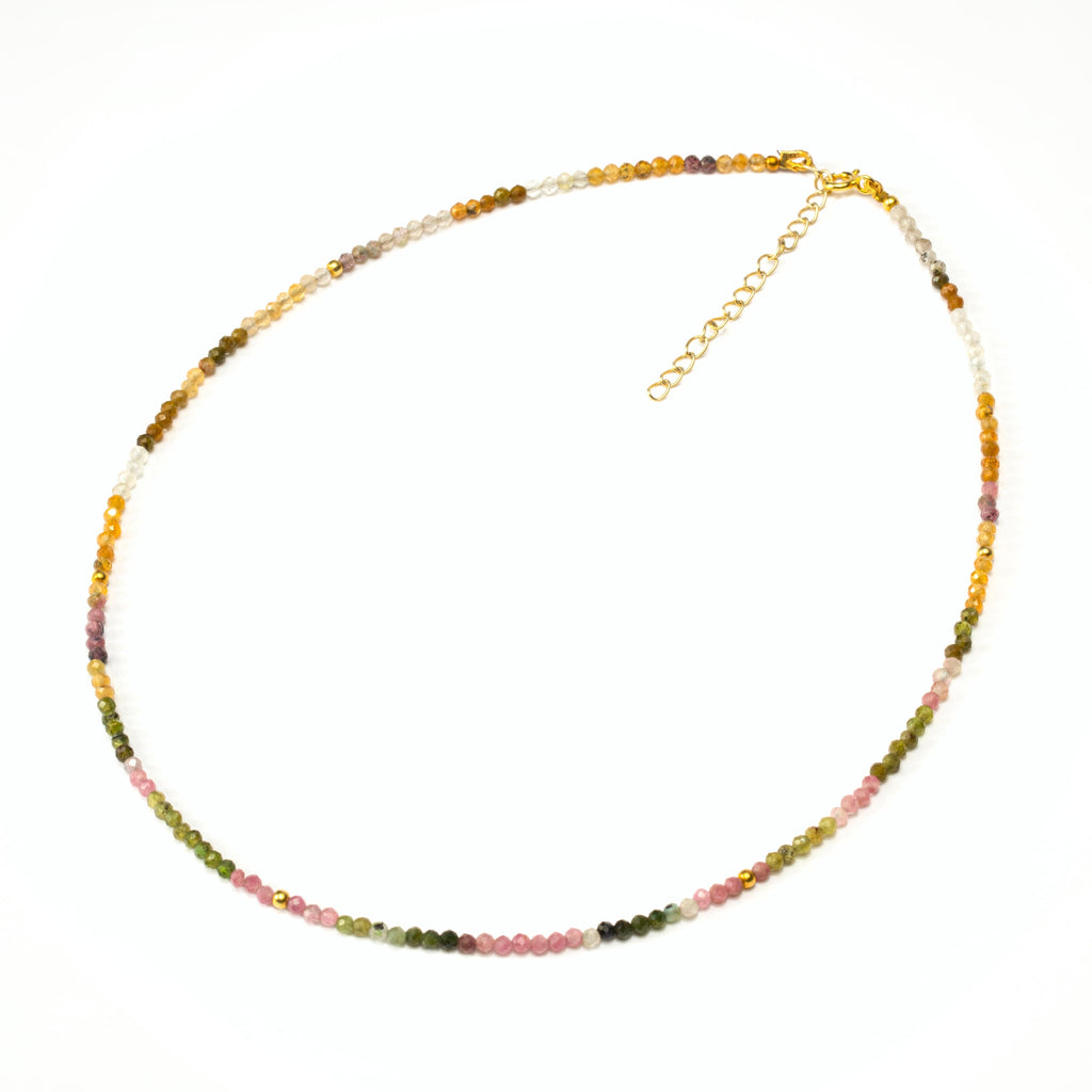 a photo of a Multi Colour Tourmaline Gemstones Beaded Necklace from beyond bling jewellery website