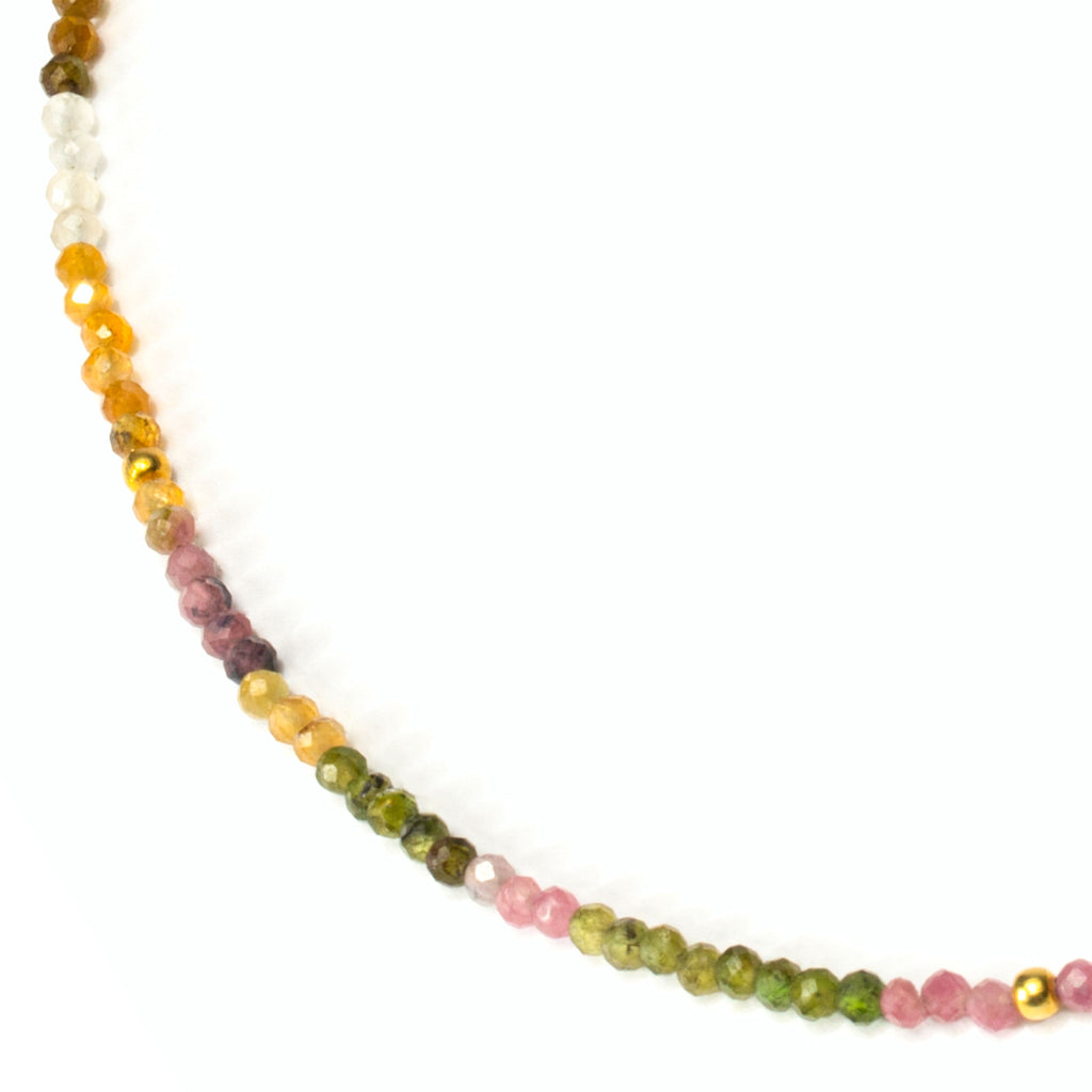a photo of a Multi Colour Tourmaline Gemstones Beaded Necklace from beyond bling jewellery website