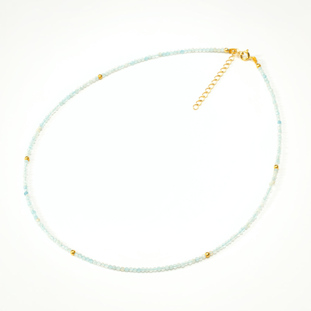 a photo of a Natural Aquamarine Gemstones Beaded Necklace from Beyond Bling Jewellery website