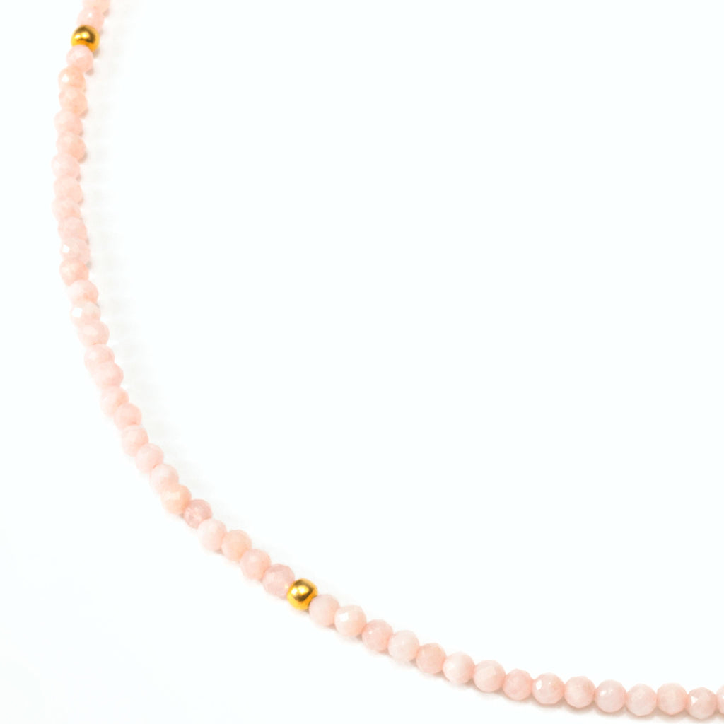 a photo of a Pink Opal Gemstones Beaded Necklace from beyond bling jewellery website