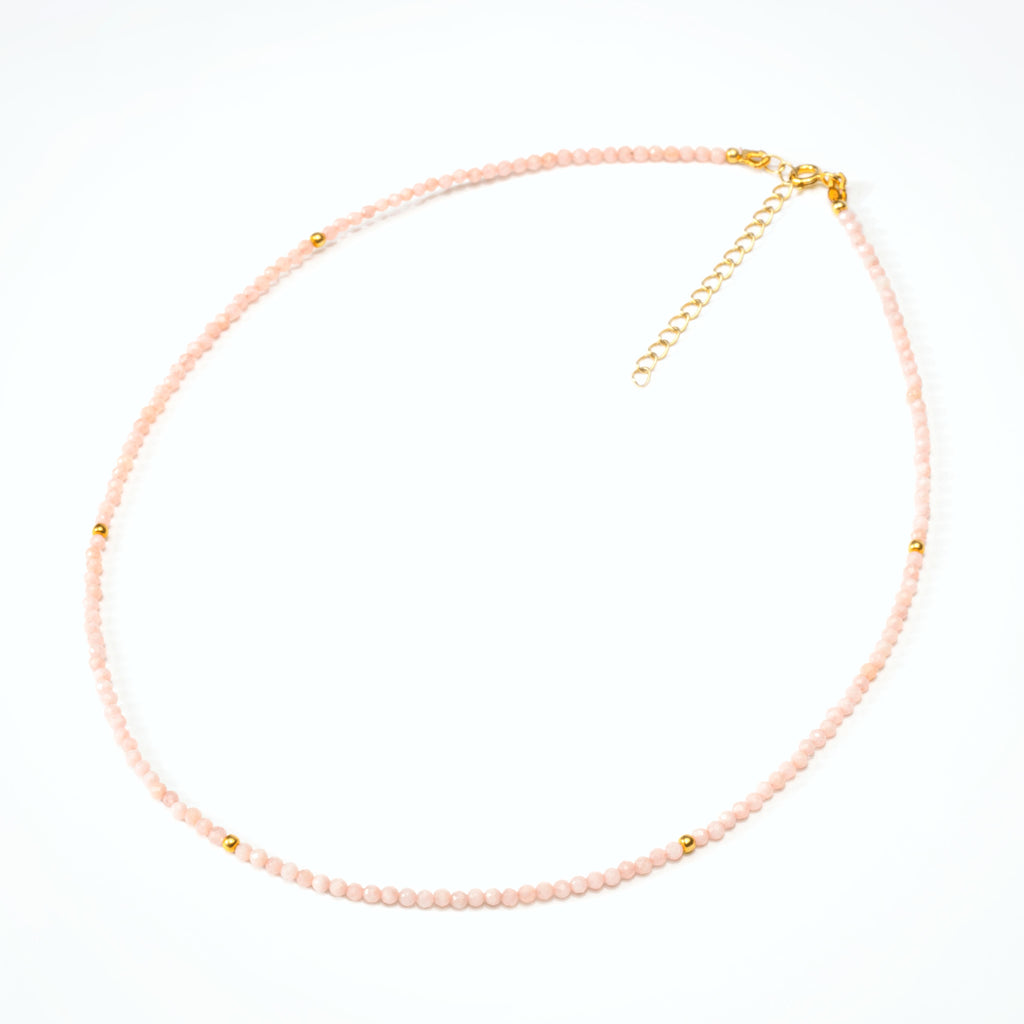a photo of a Pink Opal Gemstones Beaded Necklace from beyond bling jewellery website