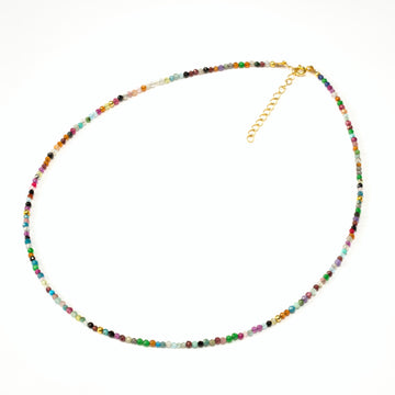 a photo of a Natural Rainbow Round Faceted Gemstones Beaded Necklace on beyond bling jewellery website